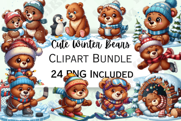 Adorable Winter Bears Clipart: A Charming Asset for Seasonal Design