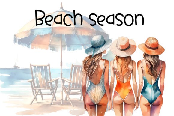 Beach Season Watercolor Clipart: Instant Summer Design Assets