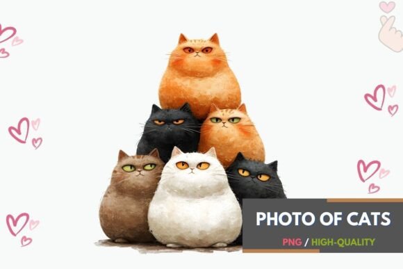 Bring Charm to Projects with Photo of Cats Sublimation Clipart PNG
