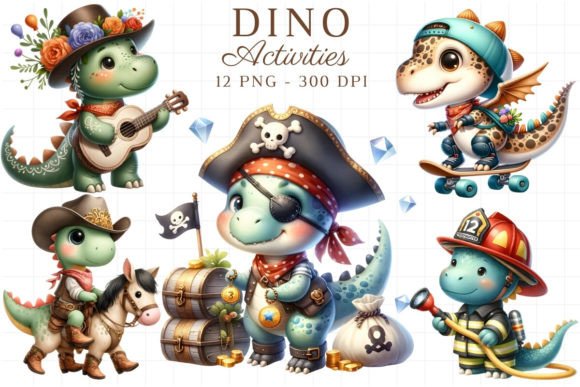 Cute Dino Activities Clipart: Fresh Designs for Every Project
