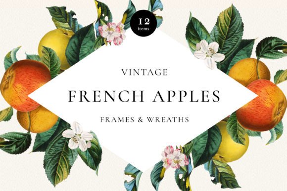 Designing with Vintage Apple Frames & Wreaths PNG