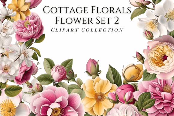 Enrich Your Designs with Cottage Floral Clipart Set 2