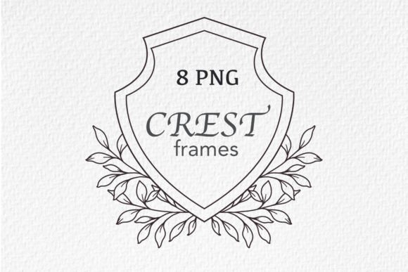 Floral Crest Frame Outline: Elegant Botanical Graphics