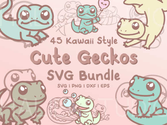 Gecko SVG Illustration Set: Adorable Kawaii Art for Creators