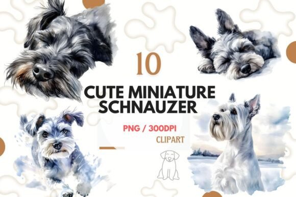 Miniature Schnauzer PNG Clipart: Whimsical Design Assets