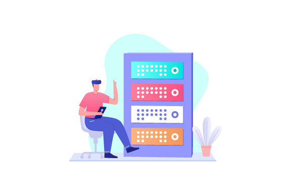 Modern Tech Visuals: The Man Sitting Front of Data Center