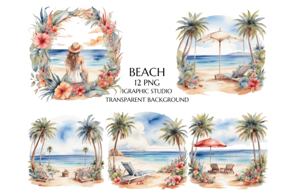 Sea View Illustration Png: Elevate Your Beach Clipart Designs