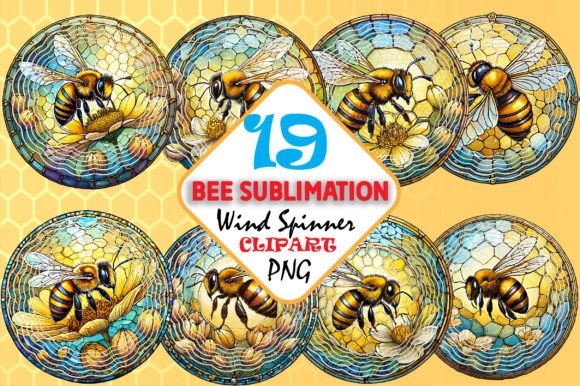 Stained Glass Bee Sublimation Round PNG: A Designer's Asset