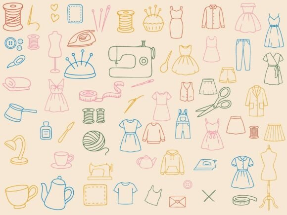 Stitching Style into Every Design: The Sewing and Fashion Doodle Clothing SVG Collection