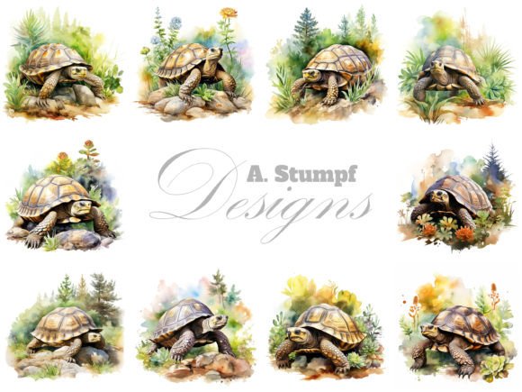 Tortoise Clipart Watercolor Animals Set: Nature-Inspired Digital Art