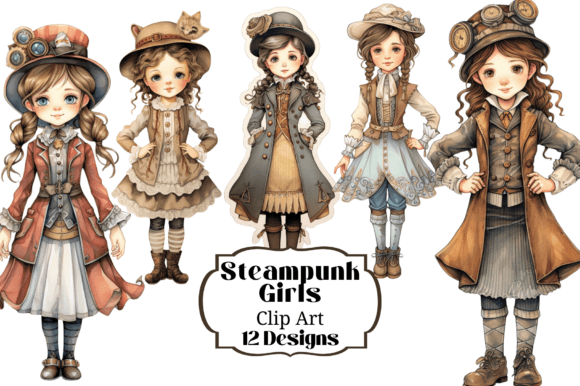 Unlocking Industrial Elegance with Steampunk Girls Clip Art