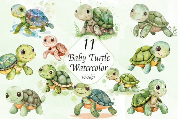 Watercolor Baby Turtle Clipart Bundle: Creative Uses