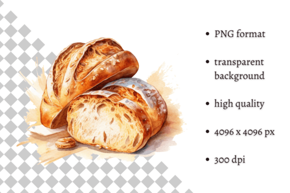Watercolor Bakery Bread Rolls Clipart: A Fresh Design Asset