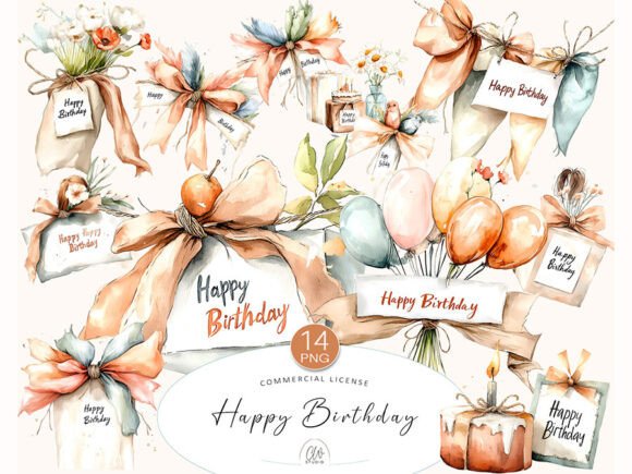 Watercolor Happy Birthday Clipart: Adding Handmade Charm to Your Designs